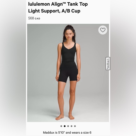 lululemon Align™ Tank Top
Light Support, A/B Cup Black// NWOT//Never Worn - Picture 3 of 5